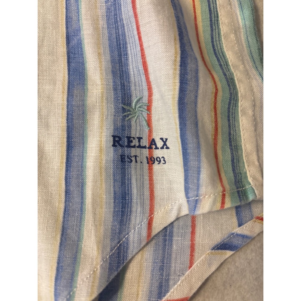 Tommy Bahama Relax Mens‎ XL Multicolor Striped 100 % Linen Button Down  shirt - Picture 4 of 16